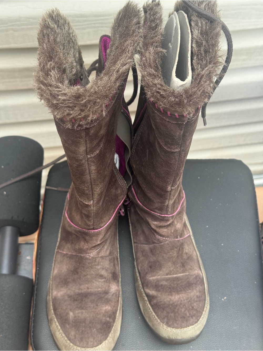 Primigi Brown Suede Winter Boots with Pink Trim